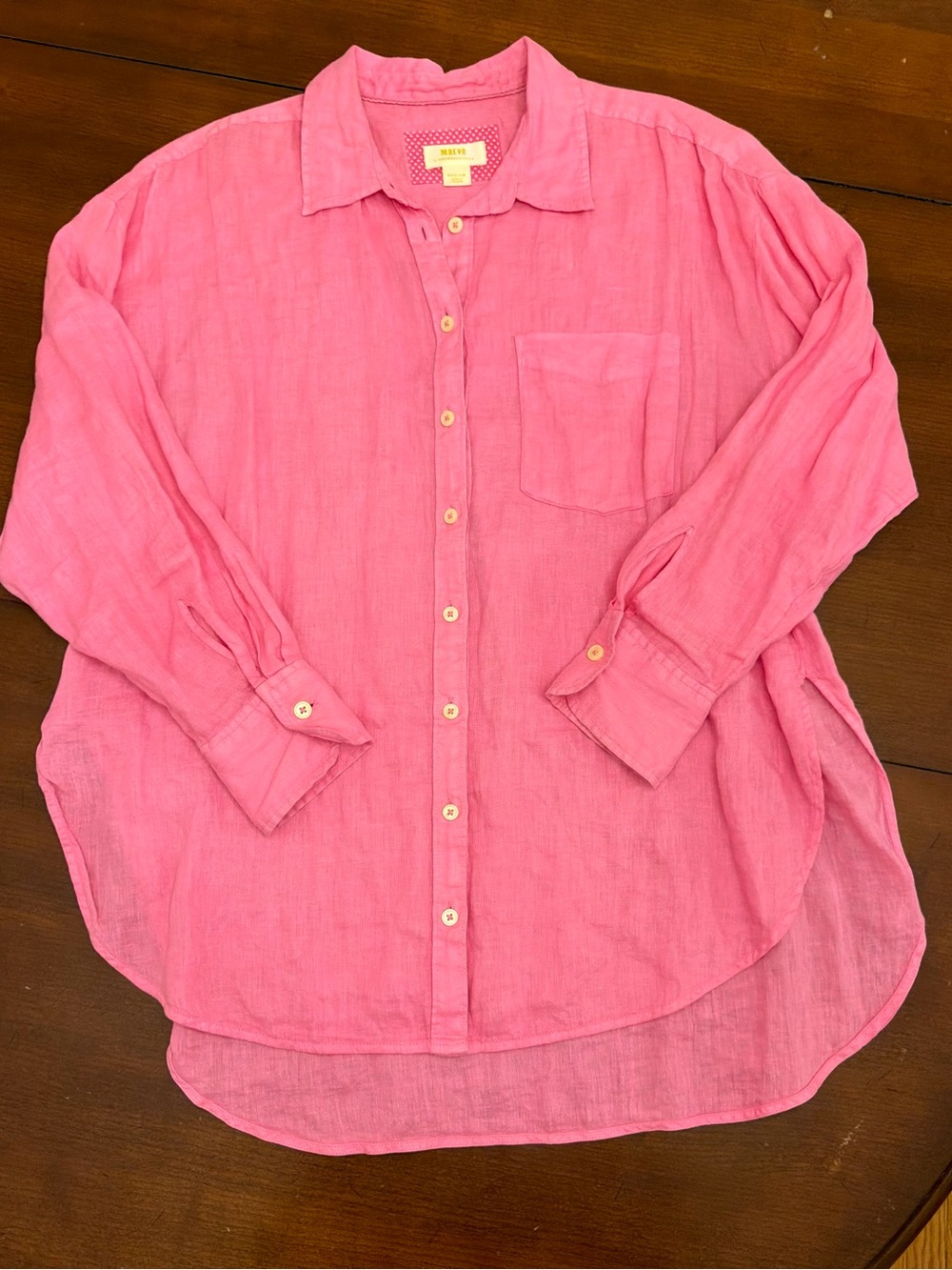 Anthropologie Maeve Pink Button Down Shirt Size M
